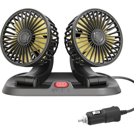 Ventilateur Voiture 12V Double Tête, 360° Rotatif, Silencieux avec Support Téléphone, Mini Climatisation Portable pour Auto
-Alovez-WCY