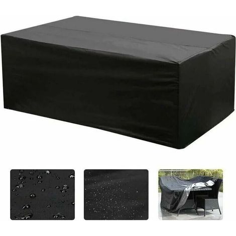 Housse de protection rectangulaire pour mobilier de jardin Oxford (213 x 132 x 74 cm), protection UV. (1/5)