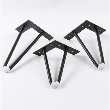 Lot 4 pieds table fer épingle cheveux noir 12cm, Pour chaises canapés-lits armoire (1/4)