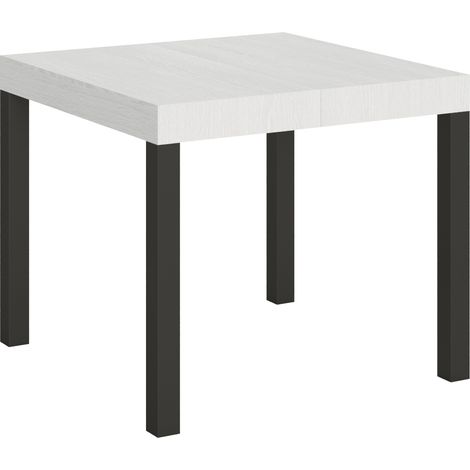 Table extensible 90x90/246 cm Everyday Frêne Blanc structure Anthracite (1/4)