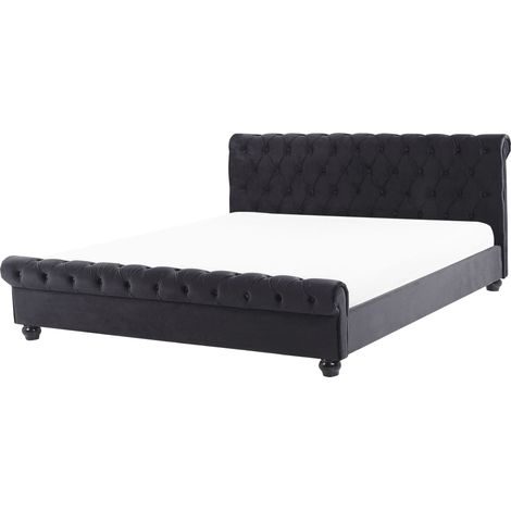 Waterbed Velvet AVALLON 180 x 200 cm (EU Super King) Black