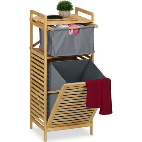 Estante de baño con cesto para ropa y cajón de tela