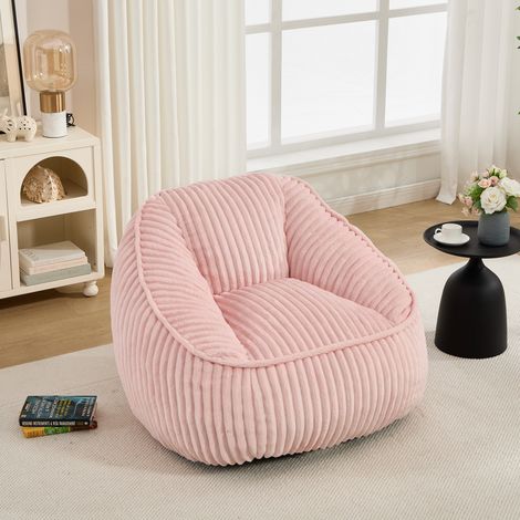 Sillón puff de chenilla rosa con relleno de espuma viscoelástica DESVIAE (1/5)