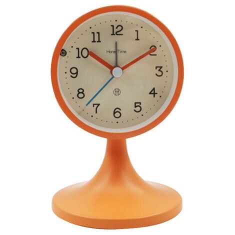 QORVA-Métal Reveil Vintage Silencieux, avec Support Amovible,Réveil Matin Analogique, Ancien Horloge de Chevet sans Tic-tac pour Bureau Chambre Table（orange）
