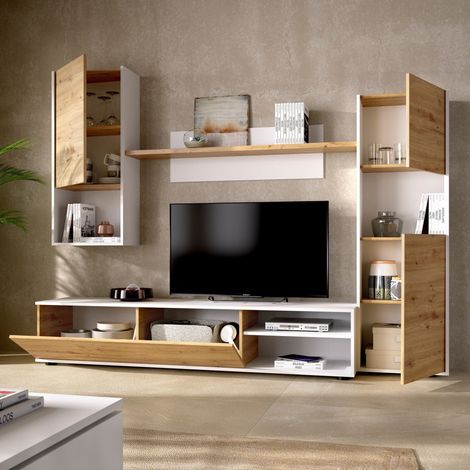 Parete Attrezzata - 9 Ripiani Modulabile, Marrone Rovere Nodi, -, 220x41x180h cm Coelurus (1/3)