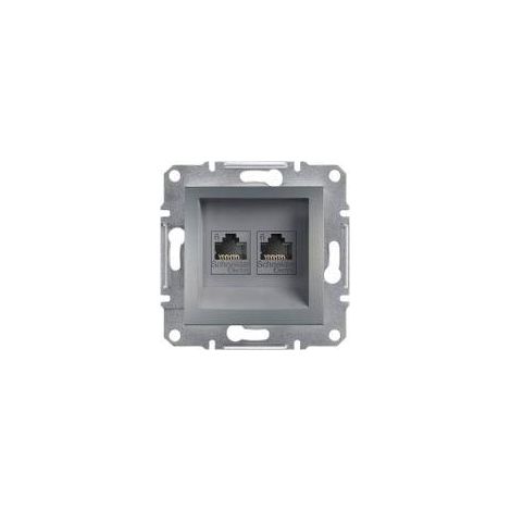 Schneider Electric Asfora toma aluminio 2 puertos RJ45
