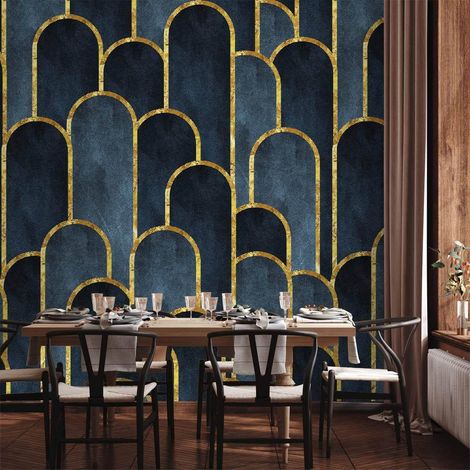 Tapete artgeist gold blau Muster 250x175 Zentimeter