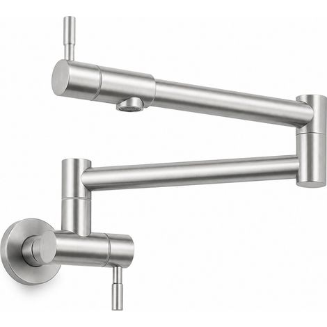 Robinet Rabattable Mural Inox Brossé pour Évier 44 cm (1/5)