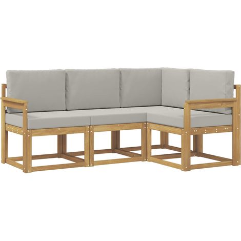 Set di divani da esterno 4 pz Bianco e Grigio Chiaro Poliestere vidaXL (1/5)