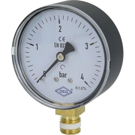 Manomètre radial R 1/4" plage de mesure 0 à 4 bars pour raccordement, quantité 1 pièce