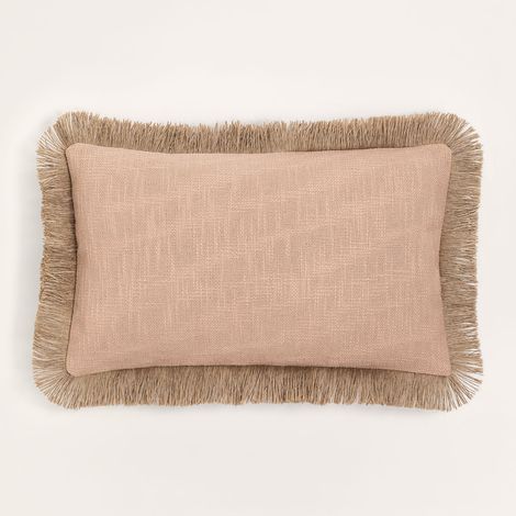 SKLUM Rechteckiges Baumwollkissen (30x50 cm) Paraiba Rosa Haselnuss - Beige Leinen