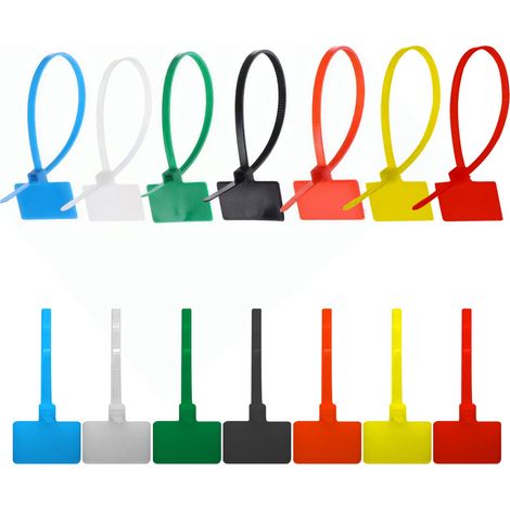 Lot de 100 serre-câbles en nylon coloré avec étiquette pour organisation facile des câbles, étiquetage et identification – Nylon réutilisable autobloquant (1/5)