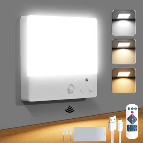 Plafonnier LED detecteur de mouvement télécommande blanc moderne veilleuse rechargeable - 2W 15cm 3000K-6000K - Salon chambre entrée couloir (1/5)