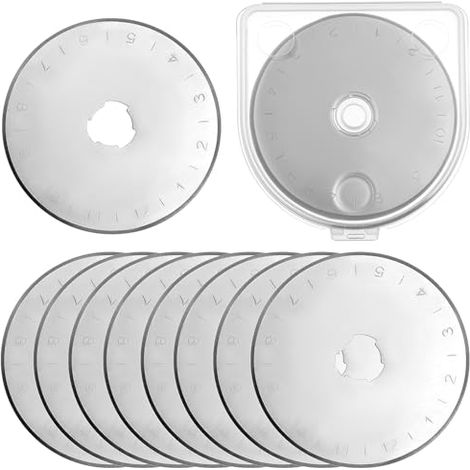 Cuchillas de repuesto para cortador rotatorio de 45 mm (10 unidades) - Acero SKS-7 de alta calidad, con orificio para flor de ciruelo - Incluye caja de almacenamiento (1/5)