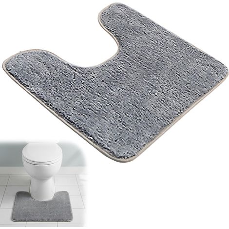 1 tapis de WC avec découpe, en forme de U, antidérapant, avec découpe, pour toilettes et salle de bain, 40 x 50 cm (1/5)