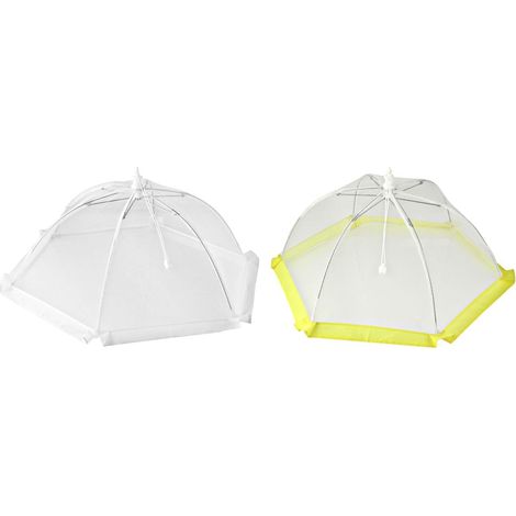 Cloche alimentaire pour corbeille à fruits, cloche en filet, cloche à fruits, Plastique, Blanc, Jaune, 46 cm (1/5)