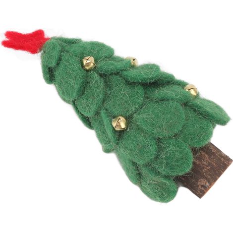Sapin de Noël en feutrine de laine, petit sapin en bois, décoration verte pour la maison ou la fenêtre (1/5)