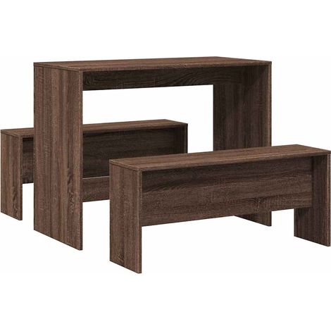 Maison Exclusive - 3-tlg. Esstisch und Bank Set Braun Eichen-Opti
