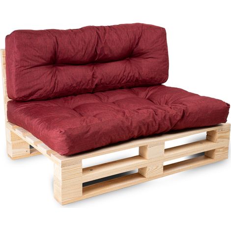 Lot Assise/Dossier Coussin Palette Rouge Bananair Fabriqué en France (1/5)