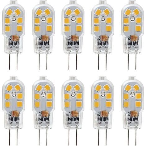 G4 12V LED-Lampe, 1W entspricht einer 10W Halogenlampe, flimmerfrei, 200lm, warmweiß (3000K), 360° Abstrahlwinkel, nicht dimmbar, 10er-Packung (1/5)