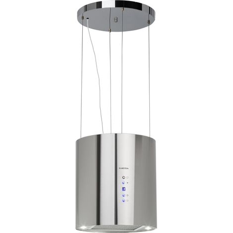 Klarstein Hotte Aspirante Ilot Central de Cuisine Silencieuse et Design, Débit d'air 558m³/h, Minuteur, 3 Modes, Hotte Aspirante Suspendue Sans Evacuation et Filtres à Charbon Actif, Hotte à Recyclage (1/8)