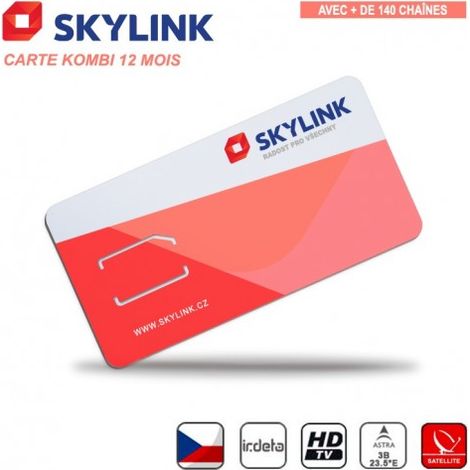 Carte Abonnement TV Skylink Kombi 12 Mois République Tchèque Czech via Sat Astra Seulement Compatible Récepteur Irdeto 140 chaînes (1/5)