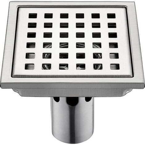 Siphon de sol en acier inoxydable, 1 pièceFiltre carré avec tuyaud'évacuation en acier inoxydableAnti-odeurs, antirefoulement, étanche15 × 15 cm, 15 mètres cubes (1/4)