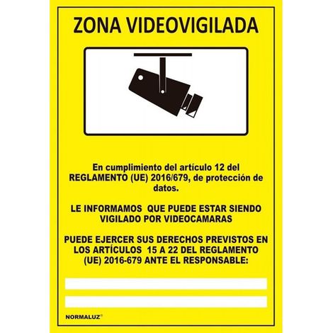 NORMALUZ Señal luminiscente de “Zona videovigilada” 21x30cm RD30042