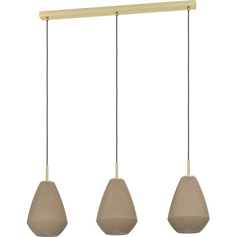 Lampadario A Sospensione Moderno Caprarola Acciaio Ottone Spazzolato 3 Luci E27 (1/4)