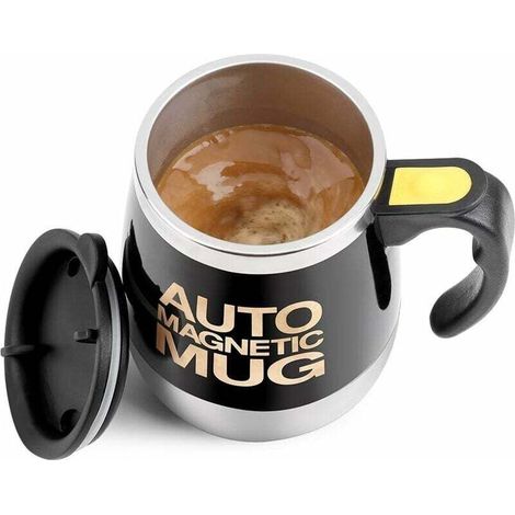 Tasse de mélange magnétique Tasse de café d'agitation automatique Tasse magnétique automatique d'acier inoxydable pour la protéine de cacao de lait de chocolat chaud de thé de café-Fei Yu