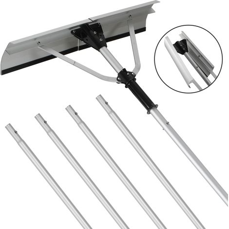 TolleTour Rastrello da neve per tetto in alluminio, 1 pezzo, testa pieghevole 70.5×15 cm, 5 tubi a innesto, lunghezza 190-630 cm, impugnatura TPR (1/5)