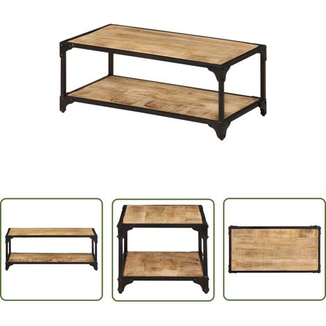 The Living Store Couchtisch 90x45x35 cm Raues Massives Mangoholz - Vintage Couchtisch - Holzküche - Wohnzimmereinrichtung - Mangoholz Couchtisch - Sideboard (1/5)