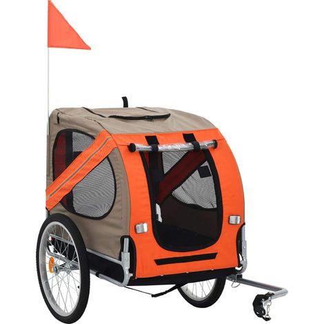 Remolque de bicicleta para perros, naranja gris 137 x 90 x 73 cm (1/5)
