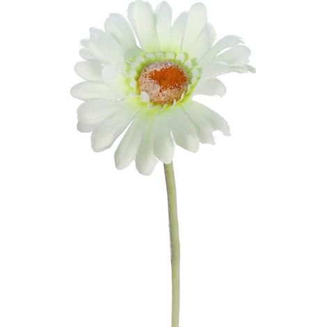 Gerbera decorativa, realistica, bianca e verde, 55 cm (1/3)