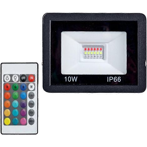10-W-RGB-LED-Flutlicht mit RGB-Reflektor, Schutzart IP66 (wasserdicht) und Fernbedienung (1/5)