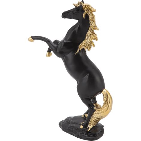 Sculpture de cheval décorative, ornement porte-bonheur et symbole de richesse, statue de cheval debout en résine pour meuble, salon ou bureau. (1/5)