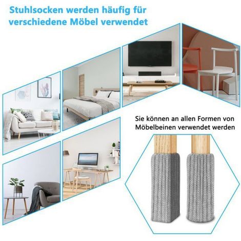 Housses chaise élastiques feutre - 24 pièces, semelles épaisses, antidérapantes - Gris - Convient pour chaises, protecti Étiquette (1/5)