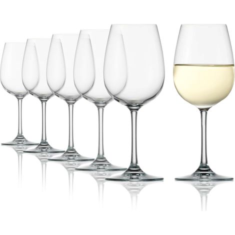 Verre à Vin - Lot de 6 - Cristal - 290 ml - Résistant Lave-Vaisselle - Pour Vin Blanc et Rouge Léger (1/5)