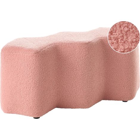 Bench Pink Boucle Upholstered 86 x 30 Irregular Shape Bedroom Living Room Scandinavian LITTLETON (1/5)