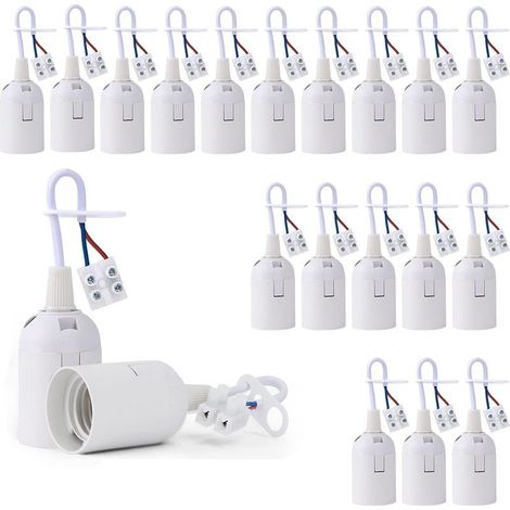 20 Piأ¨ces Douille de Lampe E27 Support Ampoule avec Testeur de Phase, Base de Lumiأ¨re Douille de Suspension Douille de Chantier Rأ©novation Douille de Rechange Douille de Bأ¢timent avec Cأ¢ble (Bla (1/5)