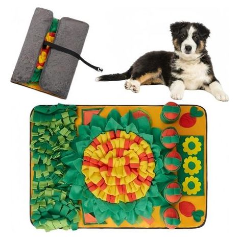 Tapis de friandises pour chien, tapis de recherche de nourriture pour chiens avec 5 carottes couinantes, tapis à renifler pour chiens, tapis puzzle interactif, tapis à renifler doux pour chien, tapis (1/5)
