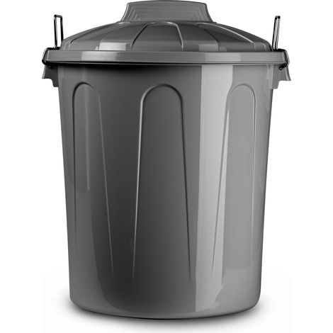 Cubo basura plastico comunidad con tapa 21 Litros Antracita