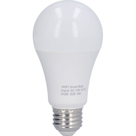 Ampoule connectée 9W Wi-Fi à commande vocale sans fil RGB pour la maison, culot E26, compatible Google, 100-127V (1/5)
