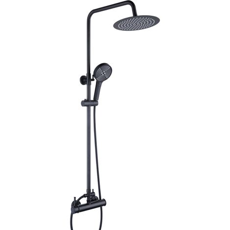 Schwarzes Brauseset - Brausebatterie - Regenbrause - verstellbar