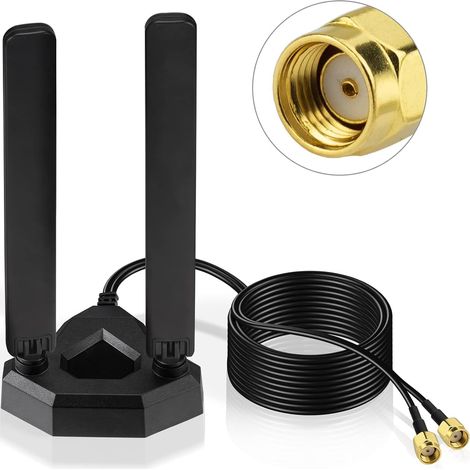 Antenne WiFi 6E Tri-Bande (2.4/5/6GHz), 2M RG174 Câble(RP-SMA) (1/5)