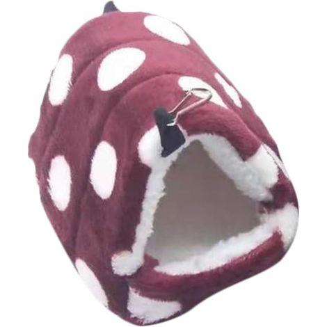 Maison Pour Hamster - Nid Chaud Hiver En Coton Épais - Pour Cochons D Inde Et Rongeurs - Taille L - Rouge (1/5)