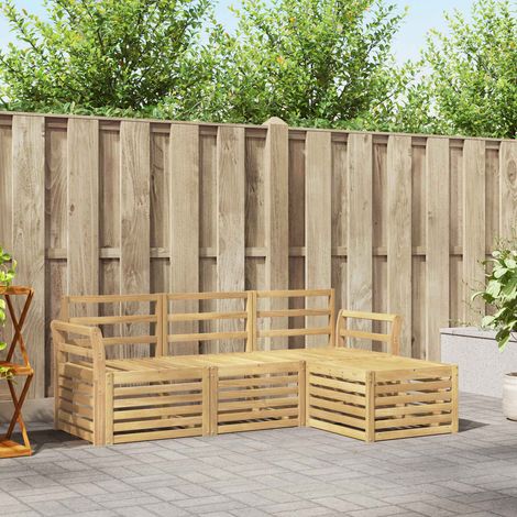 vidaXL Outdoor-Sofagarnitur 4 pcs Weiß 193,5 x 122,5 x 73 cm (1/5)