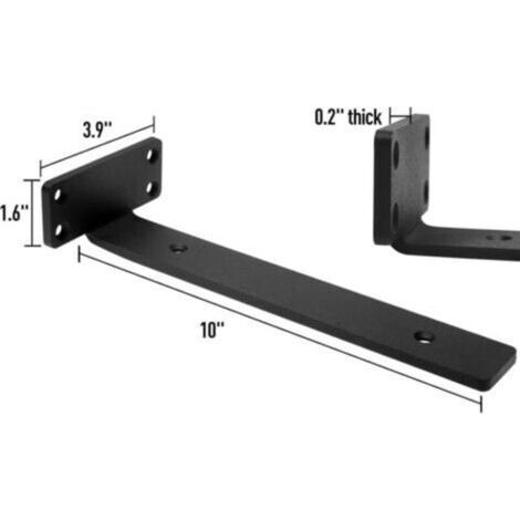 NALOOKAMIC Supports d'étagères flottantes robustes, matériel pour étagères dissimulées de 25,4 cm, supports en L en fer, supports d'étagères murales en métal noir industriel rustique, lot de 6 (1/3)