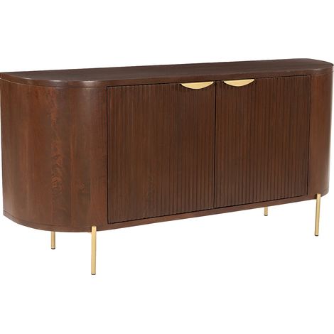 Buffet avec 2 portes en bois de manguier et métal doré - Naturel - NEVILI de Maison Céphy (1/5)