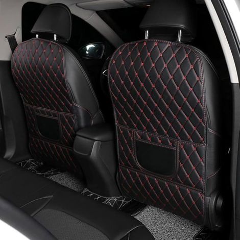 Tapis Protection Dossier Siège Voiture, 2 Pièces Tapis Kick Sièges Auto Avant de Cuir, Housse de Dossier Siege Interior Accessoires (1/4)